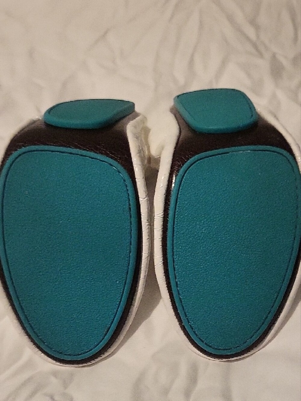 Tieks White Ballet Flats with Teal Stripe - Picture 5 of 6